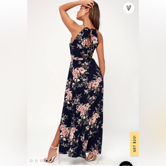 Lulu’s Feel the Music Midnight Navy Blue Floral Print Maxi Dress - Picture 2 of 9